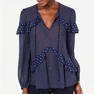 Michael Kors Sheer Ruffle-trim top
